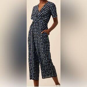 Amour Vert Fantasia silk jumpsuit in squared up black.